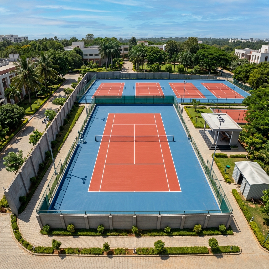 Acrylic tennis court installation at an educational institution