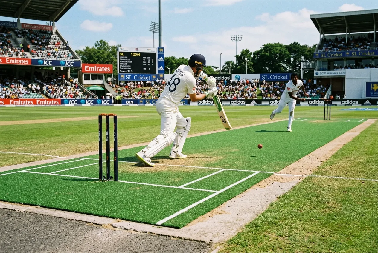 Professional sports photography of a sand-based artificial grass cricket pitch strip installed outdoors