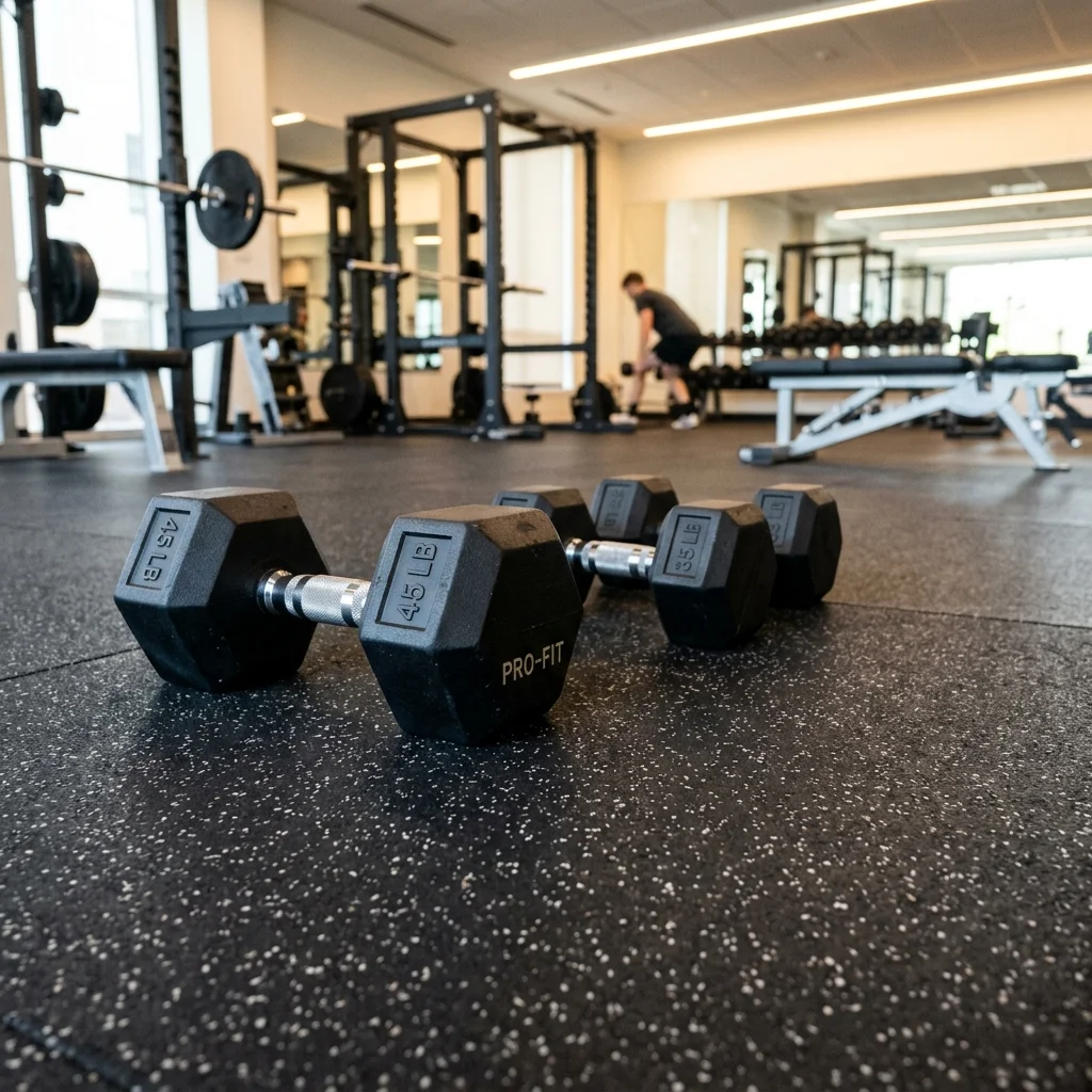 Gymnasium flooring installation showing seamless surface for functional training