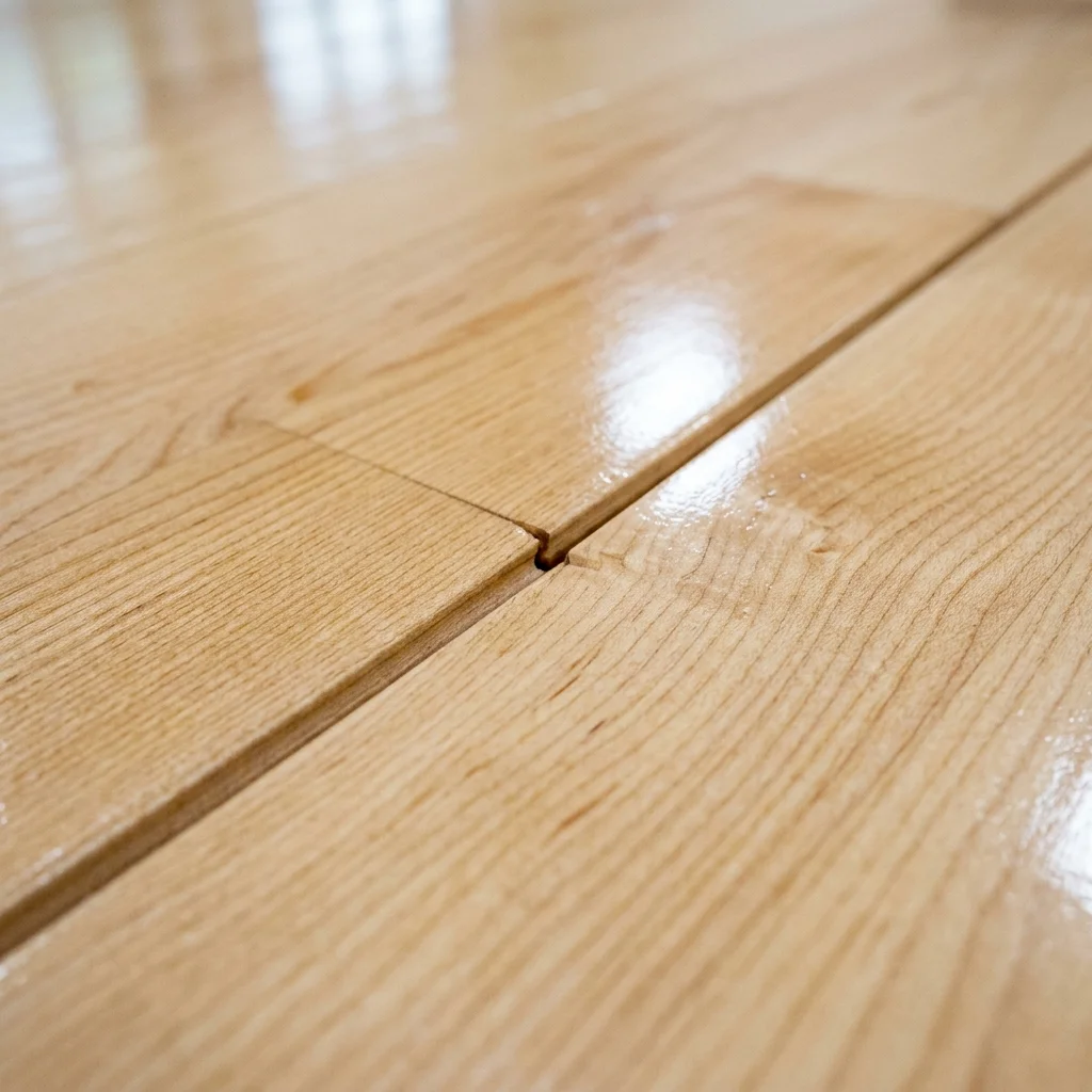 Kiln-dried Canadian Maple tongue-and-groove boards precision-milled for squash court installation